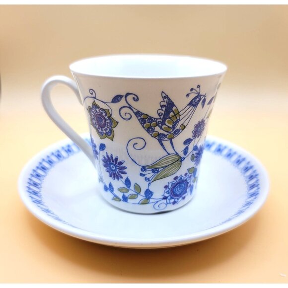 Handmade Norwegian Lotte Figgjo Flint Porcelain Tea Cup & Saucers Set jj3658 - Picture 1 of 11